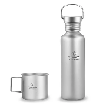 Титановая бутылка для воды TOMSHOO, Походная чашка для кемпинга, Сверхлегкие спортивные бутылки Для кемпинга, Пешего туризма, велоспорта, Титановая Чашка