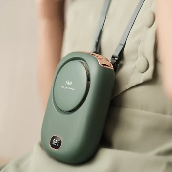 Портативный шейный вентилятор Мини-USB-охладитель воздуха для зарядки Без вьющихся волос Вентилятор с дисплеем питания