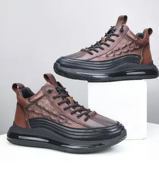 2023 Мужские кроссовки, модная повседневная вулканизированная обувь на платформе со шнуровкой, мужские противоскользящие кроссовки на высоком каблуке