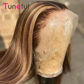Выделите парики из человеческих волос светлого цвета 13x4 HD, парики из человеческих волос спереди, Мелодичные Индийские прямые парики из человеческих волос спереди HD