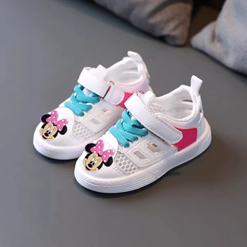 Детская повседневная обувь Disney для мальчиков и девочек, белая обувь, детская повседневная обувь, летняя полая одинарная сетчатая обувь для малышей