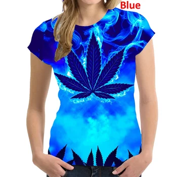 Новая модная футболка с 3D рисунком, женские футболки с принтом зеленых листьев, повседневная блузка