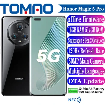 Официальный Новый Мобильный Телефон Honor Magic 5 Pro 5G с 50-мегапиксельными Камерами заднего вида 6,81 