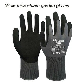 Wonder Grip 10 пар строительных перчаток Нейлоновая оболочка, Износостойкие Рабочие перчатки из черного нитрила С дышащим песочным покрытием
