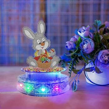 Сделай сам 5D поделки из кролика с алмазной росписью Музыкальная шкатулка со светом Поделки Мозаика Пасхальные подарки на Хэллоуин Подарки для домашнего декора