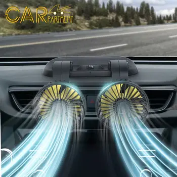 Портативный автомобильный вентилятор с вращением на 360 градусов, автомобильный вентилятор с двумя головками, Универсальный вентилятор охлаждения автомобиля с сильным ветром для автомобиля, грузовика, фургона, автомобильных аксессуаров