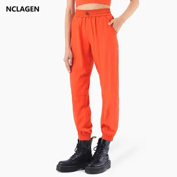Спортивные брюки NCLAGEN для отдыха, женские брюки с двумя боковыми карманами, завязками на талии, штаны для бега, фитнеса, свободные штаны для йоги в тренажерном зале