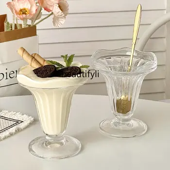yj Glass Cup Креативный Летний Коктейль, Холодный Напиток, Мороженое, Йогурт, Десертная чашка