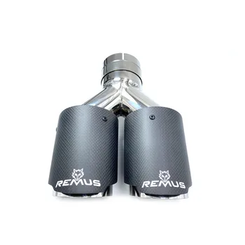 Высококачественная автомобильная выхлопная труба Remus, выполненная из углеродного волокна, Аксессуары для двойного универсального автомобильного глушителя из нержавеющей стали