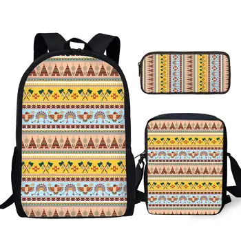 Модный брендовый рюкзак YIKELUO с принтом Африканского племени, молодежный прочный рюкзак для книг большой емкости, сумка-мессенджер на молнии