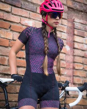 Женский велосипедный костюм для триатлона, велосипедный комбинезон, комплекты одежды для велоспорта, спортивный костюм с коротким рукавом, боди для шоссейного велосипеда.