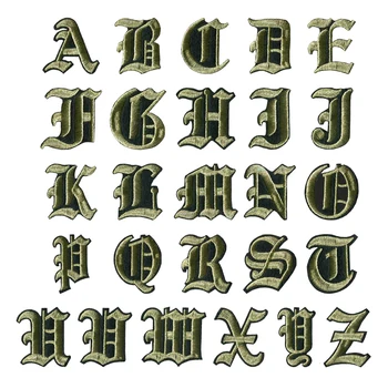 Новый шрифт, цельный Металлический Золотой Английский алфавит, буквы A-Z, Смешанный вышитый значок, Железные нашивки для одежды
