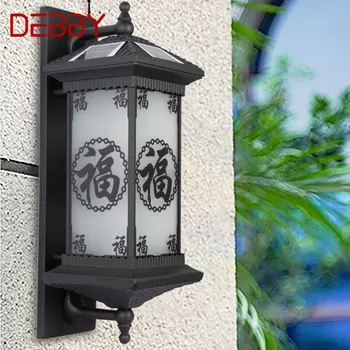 Солнечные настенные светильники DEBBY Современный китайский уличный черный светильник-бра LED Водонепроницаемый IP65 для дома, виллы, крыльца, двора