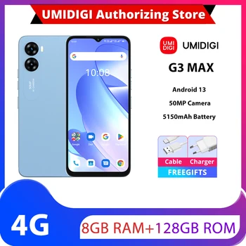 В наличии Смартфон UMIDIGI G3 MAX Android 13 Unisoc T606 8 ГБ + 128 ГБ 50-Мегапиксельная Камера Аккумулятор 5150 мАч Две SIM-карты 4G Портативный Телефон