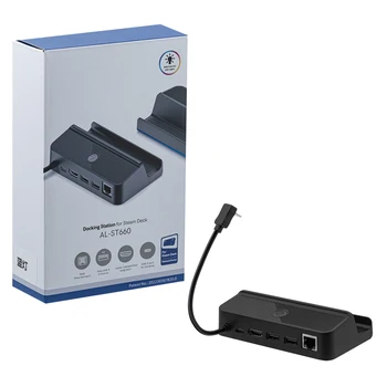 Док-станция 5 в 1, адаптер HDTV-концентратора 4K при 30 Гц, совместимый с HDMI, Подставка для быстрой зарядки 2.0, Порт Ethernet для Steam Deck (AL-ST660)