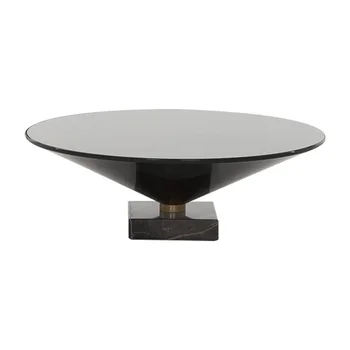 Zl Металлическая воронка чайный столик Приставной столик Мрамор закаленное стекло Размер круглый