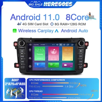 Carplay 720P Android 11 Автомобильный DVD-плеер Для Mazda CX-9 CX9 CX 9 2007-2015 Навигация GPS Радио 4G LTE Аудио Стерео 8G + 128G 2 Din