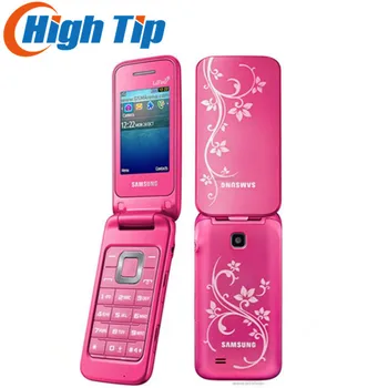 Разблокированный оригинальный мобильный телефон Samsung C3520 Flip 1.3MP Черного/серебристого/розового цвета 2.4 