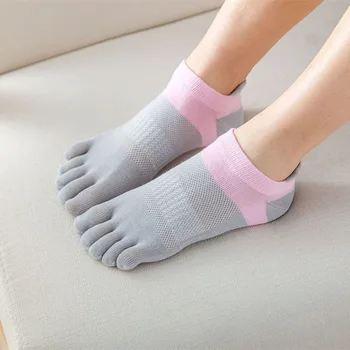 Женские носки Носки с носком, женские носки с пятью пальцами, дышащие хлопчатобумажные носки, спортивные носки для бега, однотонные, желто-синие, женские носки Sox