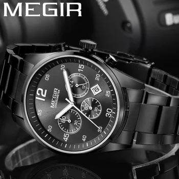 Мужские часы MEGIR с водонепроницаемым хронографом, военные мужские часы, лучший бренд класса люкс из нержавеющей стали, спортивные наручные часы делового человека 2010
