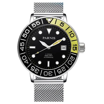 мужские автоматические часы, мужские спортивные часы PARNIS man механические наручные часы с автоподзаводом, водонепроницаемые часы, светящиеся relogio люксовый бренд