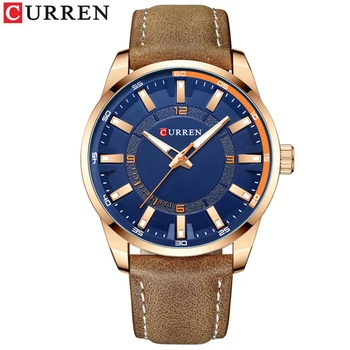 CURREN Sport Классические мужские часы Топ Люксовый бренд Золотые Синие Военные Мужские часы из натуральной кожи Спортивные кварцевые мужские наручные часы 8390