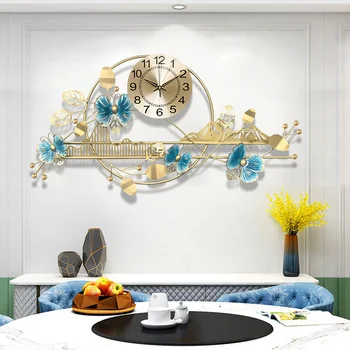 Металлические настенные часы в скандинавской креативной форме бабочки, большие кварцевые часы для дома, гостиной, кабинета, бесшумные декоративные часы-подвеска