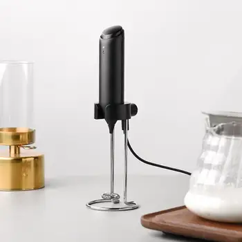 Ручной перезаряжаемый вспениватель молока с подставкой для подвешивания на стену или кронштейна для хранения, электрический вспениватель для кофе, Портативный миксер для напитков
