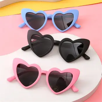 Солнцезащитные очки в форме сердца для малышей, винтажные очки в форме сердца для мальчиков и девочек 3-9 лет, уличные солнцезащитные очки, детские мультяшные очки