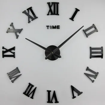 130 см Большие настенные часы с римскими буквами в гостиной, современная минималистичная наклейка на стену, настенные часы, сделай сам, трехмерные креативные часы