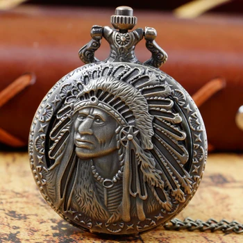 Полностью бронзовая каменная статуэтка Старинные карманные часы для мужчин Унисекс Антикварные Ретро кварцевые карманные часы Стимпанк Ожерелье Часы