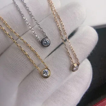 Модный роскошный бренд, ожерелье из 100% стерлингового серебра S925 пробы, цепочка с подвеской из муассанита с одним камнем, роскошные ювелирные украшения