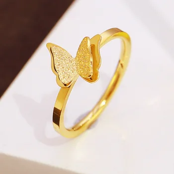 Кольца с бабочками из нержавеющей стали для женщин в стиле Kpop Ювелирные изделия золотого цвета 2023 Оптом Романтическое кольцо на мизинец Подарки для подростков KBR112